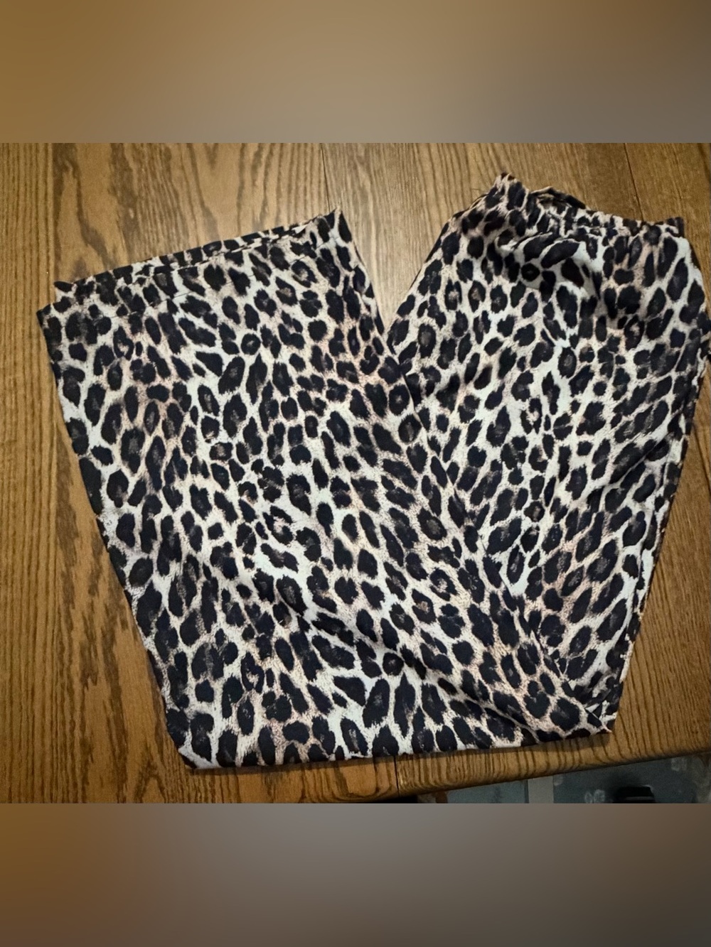 Leopard Print Wide Leg Pants - Black & Cream NWOT